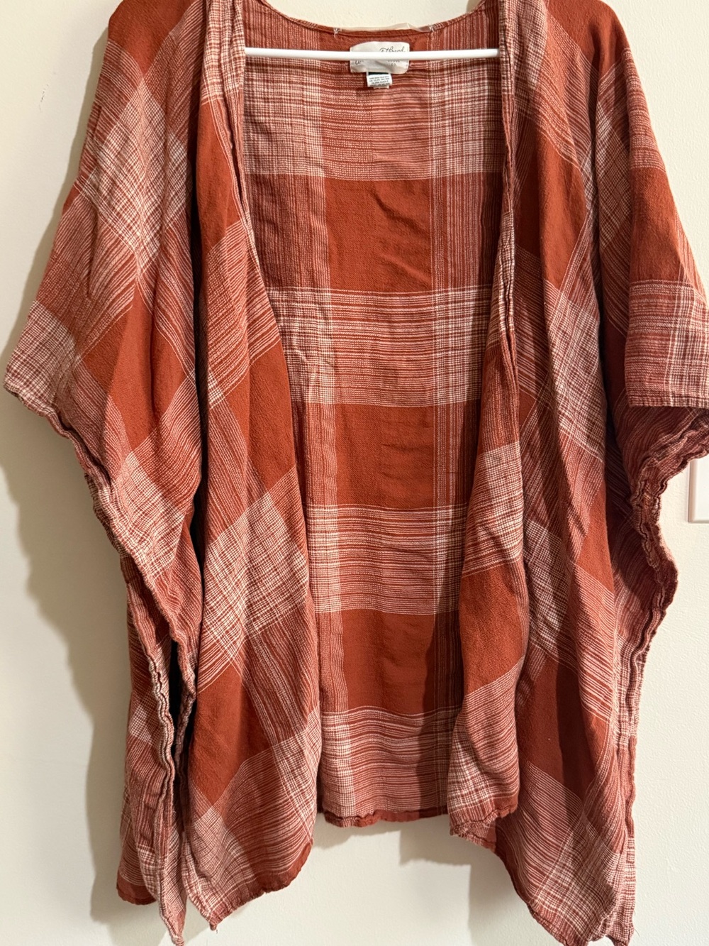 Universal Thread Rust Plaid Open-Front Camisole